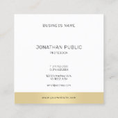 Carte De Visite Carré Cool élégant moderne simple or blanc professionnel (Dos)