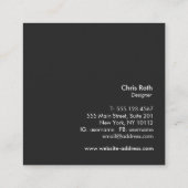 Carte De Visite Carré Cool Gras moderne Noir et Argent Carré de bande (Dos)