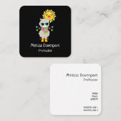 Carte De Visite Carré Cool Llama et souriant Kawaii Sun (Devant / Derrière)