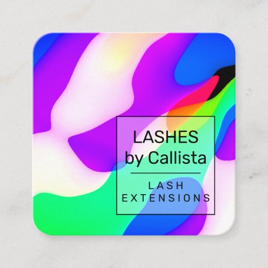 Carte De Visite Carré Cool moderne Neon Liquid Motif géométrique  (Devant)