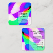 Carte De Visite Carré Cool moderne Neon Liquid Motif géométrique  (Devant / Derrière)