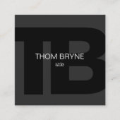 Carte De Visite Carré Cool Moderne Professionnel Noir 2 Lettre Monograph (Devant)