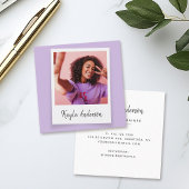 Carte De Visite Carré Cool moderne tendance Simple Script Photo