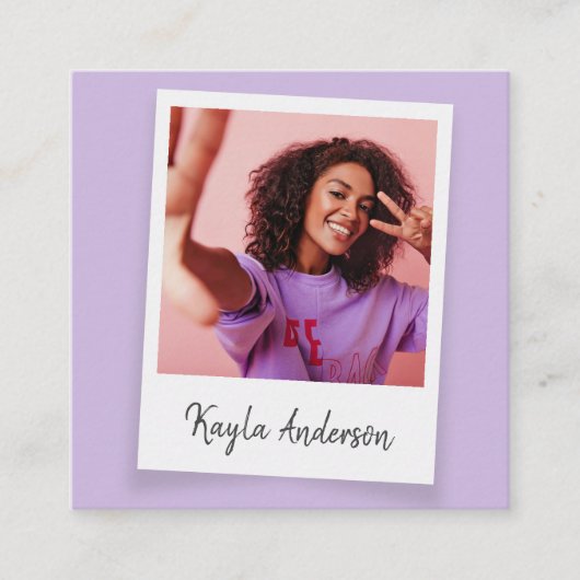 Carte De Visite Carré Cool moderne tendance Simple Script Photo (Devant)