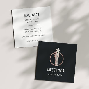 Carte De Visite Carré Cool Rose Gold Guitar Instructeur