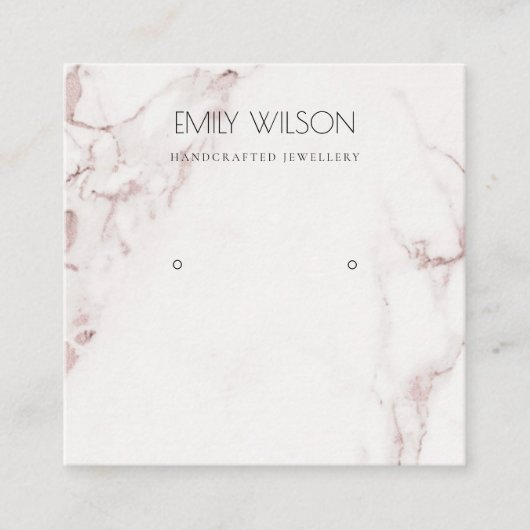 CARTE DE VISITE CARRÉ COPPER BLUSH ROSE MARBRE STUD EARRING AFFICHER LOG (Devant)