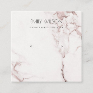 CARTE DE VISITE CARRÉ COPPER BLUSH ROSE MARBRE STUD EARRING AFFICHER LOG