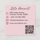 Carte De Visite Carré Coquette Pink Bow Monogram Beauty QR Code (Dos)