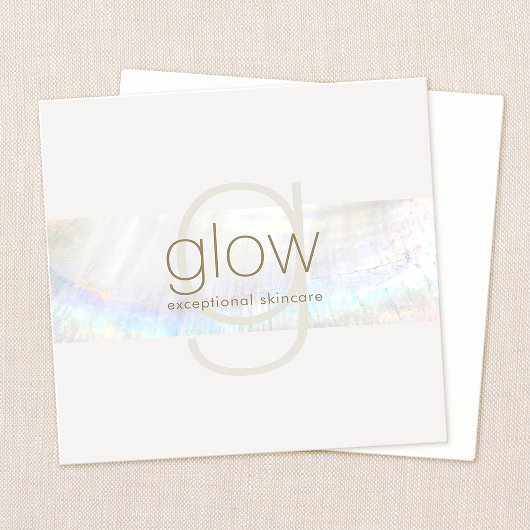 Carte De Visite Carré Coquillage de monogramme moderne blanc