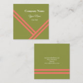 Carte De Visite Carré Corail Vert Diagonal Stripes Design graphique mode (Devant / Derrière)