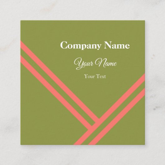 Carte De Visite Carré Corail Vert Diagonal Stripes Design graphique mode (Devant)