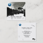 Carte De Visite Carré *~* Cosmic Blue Moon Fox Leaping Pine Tree  (Devant / Derrière)