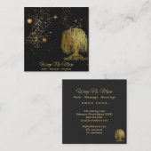 Carte De Visite Carré *~* Cosmique - Willow Tree de pleurs Univers d'or (Devant / Derrière)