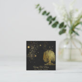 Carte De Visite Carré *~* Cosmique - Willow Tree de pleurs Univers d'or (Debout devant)