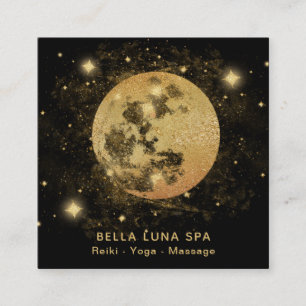 Carte De Visite Carré *~* Cosmos Gold Moon Parties scintillant Stars Sha