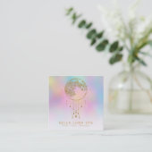Carte De Visite Carré *~* Cosmos Stars Rainbow Lunar Gold Moon Pastel (Debout devant)