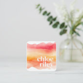 Carte De Visite Carré Coucher de soleil rose et orange (Debout devant)