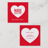 Carte De Visite Carré Couleur Arrière - plan modifiable Conçu avec amour (Devant / Derrière)