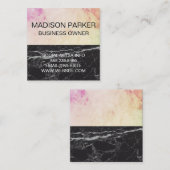 Carte De Visite Carré Couleur d'eau Abstraite | Marbre noir (Devant / Derrière)