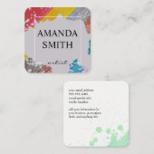 Carte De Visite Carré Couleur d'eau | Artiste (Devant / Derrière)