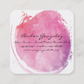 Carte De Visite Carré Couleur d'eau rose Monogramme Fancy Text Strips (Dos)