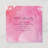 Carte De Visite Carré Couleur d'eau rose Monogramme Texte fantaisie (Dos)