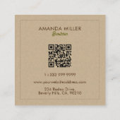 Carte De Visite Carré Couleur naturelle texture de ligne classique (Dos)