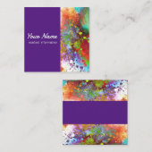 Carte De Visite Carré couleur vive art abstrait violet (Devant / Derrière)