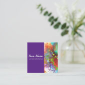Carte De Visite Carré couleur vive art abstrait violet (Debout devant)
