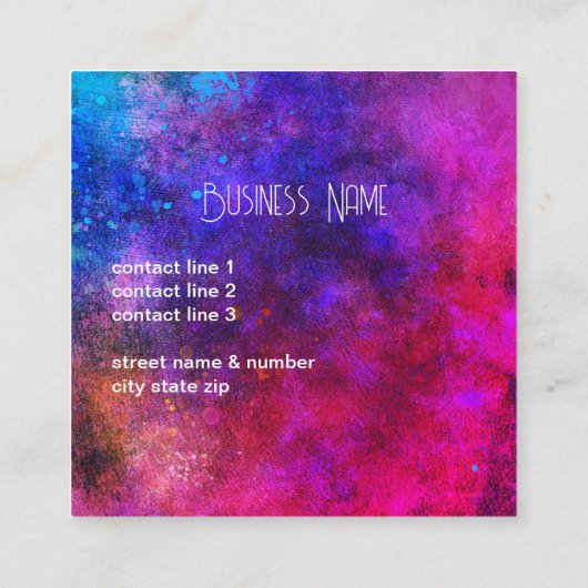 Carte De Visite Carré couleur vive éclat rose violet turquoise (Dos)
