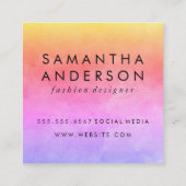 Carte De Visite Carré Couleurs vives de grand texte (Dos)