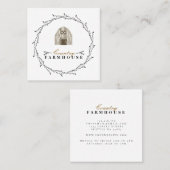 Carte De Visite Carré Country Farmhouse Rustique Wreath (Devant / Derrière)