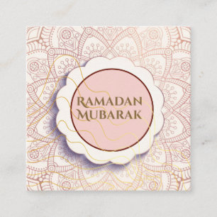 Carte De Visite Carré Couper rose et doré Eid Mubarak