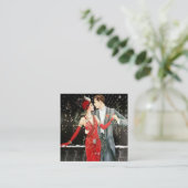 Carte De Visite Carré couple de Noël rétro art déco (Debout devant)