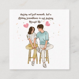 Carte De Visite Carré Couple romantique ensemble - Rétro minimaliste Vin
