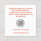 Carte De Visite Carré Coupon de réduction de 20 % de Noël pour les clien (Dos)