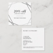 Carte De Visite Carré Coupon d'escompte géométrique Motif d'argent moder (Devant / Derrière)