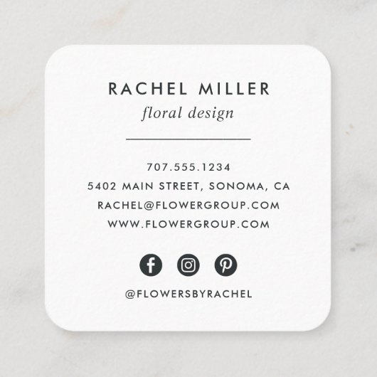 Carte De Visite Carré Couronne blanche d'Hydrangea (Dos)