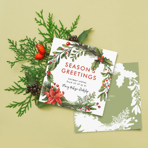 Carte De Visite Carré Couronne de fête de Noël pour petite entreprise