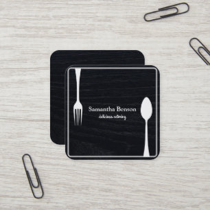Carte De Visite Carré Couronne de fourchette et couteau de catering de c
