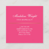 Carte De Visite Carré Couronne Florale dorée et monogramme rose (Dos)