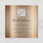 Carte De Visite Carré Cours de Yoga Instructeur scolaire Holistic Qr Ros (Dos)