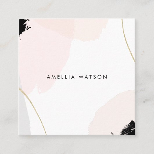 Carte De Visite Carré Courses de rose, noires et grises en pastel (Devant)