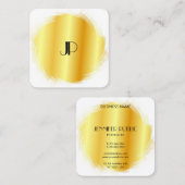 Carte De Visite Carré Coussom Gold Look Moderne élégant Modèle Monogramm (Devant / Derrière)