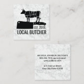 Carte De Visite Carré Couteau boucher | Graphique de la coupe de viande (Devant / Derrière)