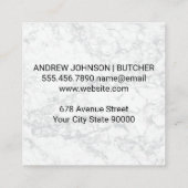 Carte De Visite Carré Couteau boucher | Graphique de la coupe de viande (Dos)
