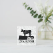 Carte De Visite Carré Couteau boucher | Graphique de la coupe de viande (Debout devant)