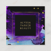 Carte De Visite Carré Coutume audacieuse d'éclaboussure d'aquarelle (Devant)