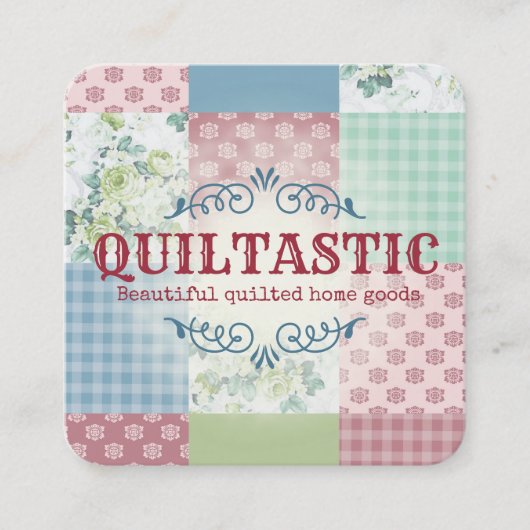 Carte De Visite Carré couture à couture de courtepointe en patchwork ros (Devant)