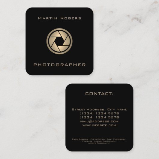 Carte De Visite Carré Couverture artistique de l'objectif photo (Devant / Derrière)